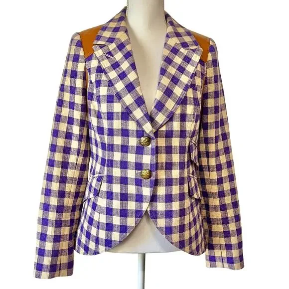 Smythe Rifle Elbow Patch Equestrian Blazer Jacket Rectangle Patch Purple Size 10 - Picture 3 of 11